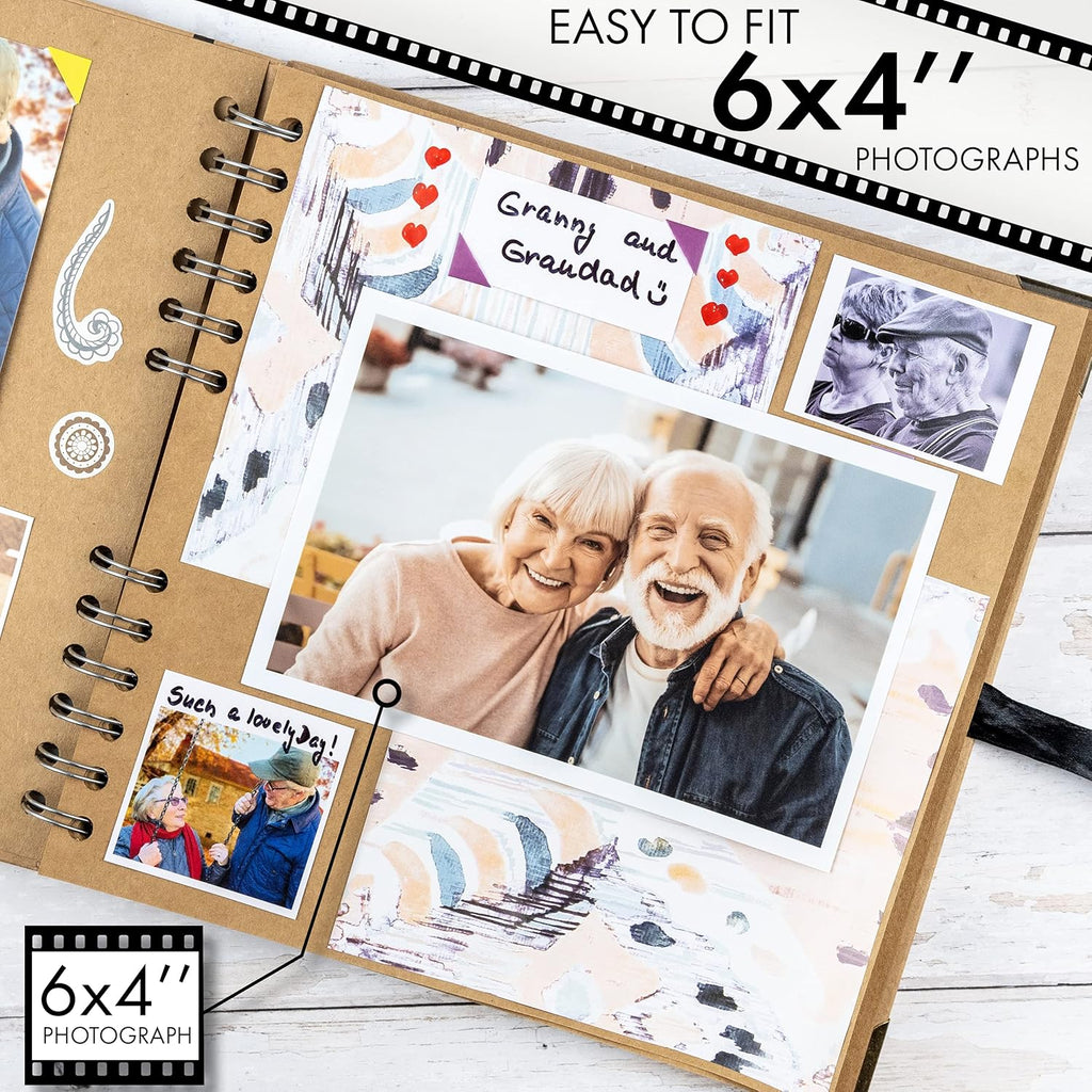 Bstorify Scrapbook Album 60 Pages (8 x 8 Inch) Brown Thick 200gsm Kraft Paper, Photo Album Scrapbook, Memory Book - Ideal for Your Scrapbooking Albums Art & Craft Projects